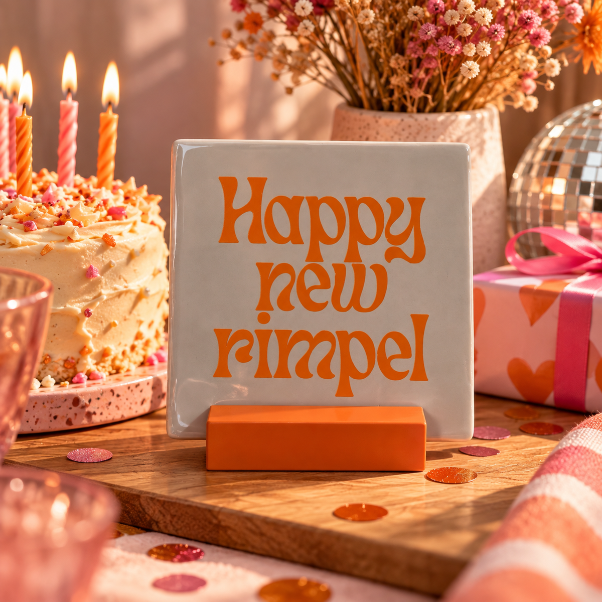 Tegeltje happy new rimpel